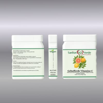 Sanitas Verde Vitamine C 500 mg Gebufferd Calciumascorbaat Weerstand 90 Vegan Capsules