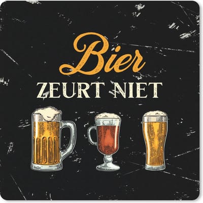 Muismat 20x20 cm - Mousepad Bier - Mancave - Vintage - Muismatten - Cadeau voor man