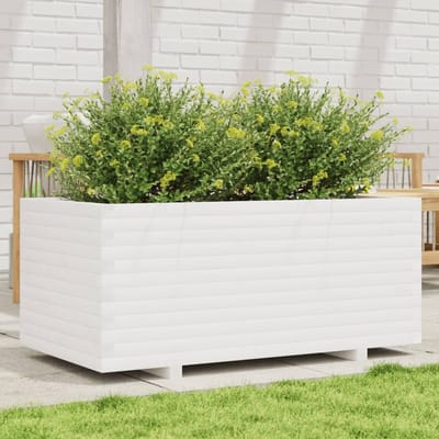 vidaXL - Plantenbak - 110x60x49,5 - cm - massief - grenenhout - wit