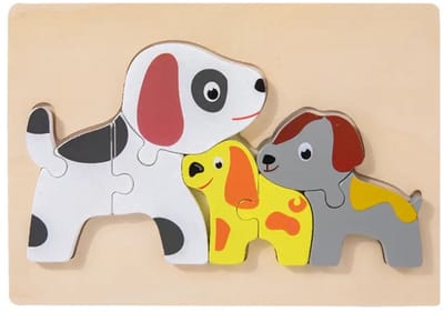Houten dieren puzzel - Honden - 8 stukjes - Vanaf 2 jaar - Kinderpuzzel - Educatief montessori speelgoed
