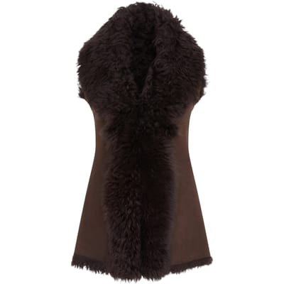 Dames Bruin Toscana Shearling Nappa Leren Schapenvacht Gilet - Parkes