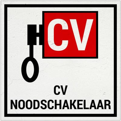 CV noodschakelaar bord | Forex Re materiaal | 10 x 10 cm
