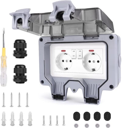 Buitenstopcontact met schakelaar - IP66 Waterdicht - Voorzien van indicatorlamp - Ideaal voor tuin en balkon - ShopVlot