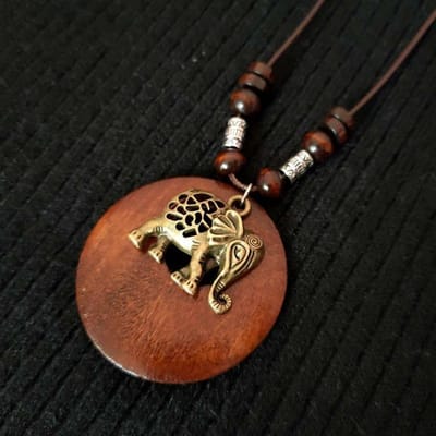 Vintage katoenen en linnen accessoires etnische wind Koreaanse houten vogel hanger lange ketting voor vrouwen mannen trui ketting sieraden black