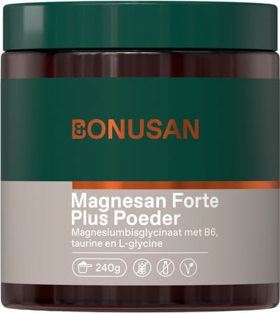 BONUSAN Magnesan Forte Plus Poeder – 240 gram – 114 mg Magnesium per Schepje – Met B6, Taurine en Glycine – Opneembaar Magnesiumbisglycinaat