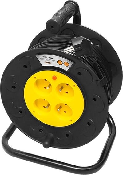 Haspel met verlengsnoer - 50 meter - 4 stopcontacten - Met penaarde
