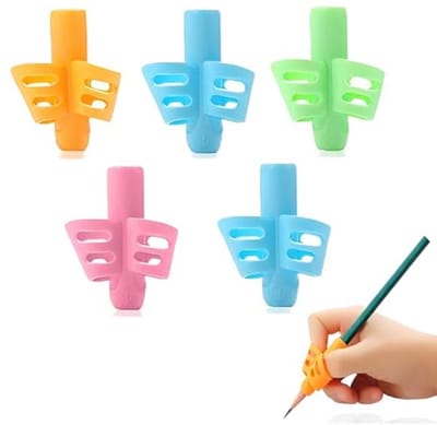 5 stuks schrijfpotloodgrepen voor kinderen, potloodgrepen, ergonomische grip, schrijfhulp, houdingscorrectie, voor kinderen en volwassenen (5 kleuren)