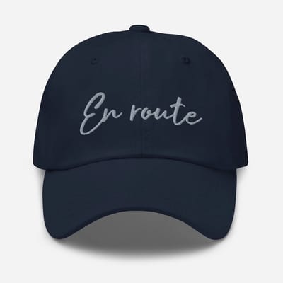 De2pktjes - En Route Geborduurde (voor en achter) Dyane pet - Marineblauw