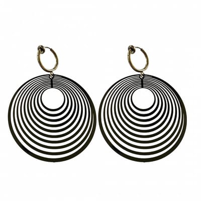 Klem oorbellen- zwart -lang- rond-geen gaatje-Charme bijoux