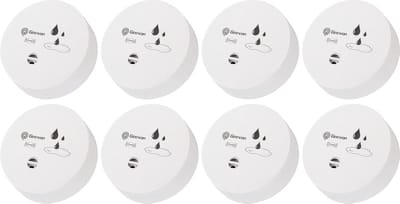 Geevon Watermelder, wateralarm 8 stuks, 100 dB waterwaarschuwing, watersensor, alarm, werkt op batterijen, voor kelder, badkamer, bijkeuken, garages en zolders (levering met batterij)