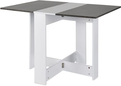 PIPIPOXER-Inklapbare Tafel| Eettafel Uitschuifbaar| Opvouwbaar| 102.5*76*73cm-Wit + Beton