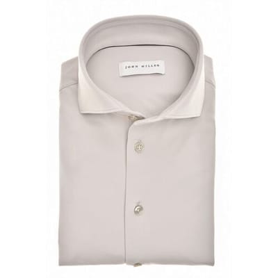 John Miller Overhemd Solid Color Hyperstretch Wide-Spread Collar Licht Grijs / male