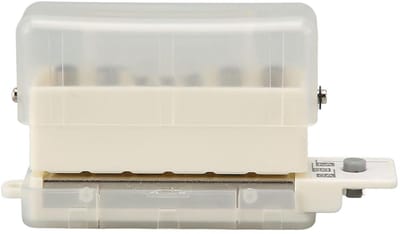 Draagbare verstelbare 6-gaats papierperforator van metaal - met chip-verzamelbox - positioneringszuil - A5/20-gaten - B5/26-gaten - A4/30-gaten - transparant