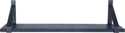 GoudmetHout® Wandplank Industrieel - 180 x 20 cm Muurplank - Zwart Eiken Hout - Decoratie Wandrek & Boekenrek - Hangplank Keuken - Wall Shelf + 2 Mat Blanke Plankdragers van Staal
