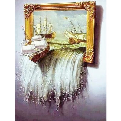 Peinture diamant cascade, ensemble complet de broderie diamant paysage, Kit d'art mosaïque 20X30CM beige