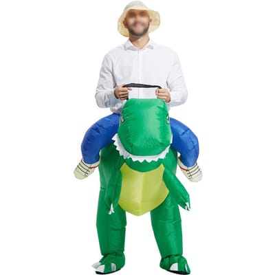 Dinosaurus Opblaaskostuum Verkleedkleding Halloween Dinosaurus Opblaaskostuums voor Volwassenen groen