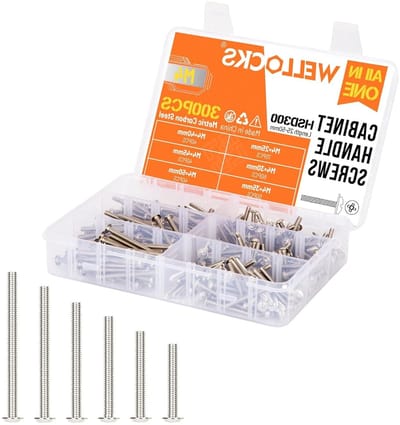 Kastdeurgrepen Schroeven M4 25 - 50 mm Assortiment Plat Vensterkop Phillips Schroeven Set voor Keukenladen en Meubels, Zilver, Verpakking van 300 Stuks