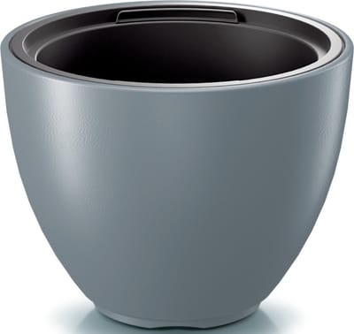 Prosperplast Plantenpot/bloempot Sevilla - buiten/binnen - kunststof - lichtgrijs - D39 x H30 cm - met binnenpot