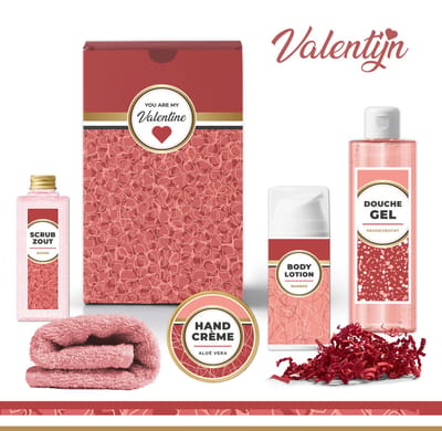 Geschenkset "You Are My Valentine" - 5 producten - 610 gram - Triomf Cosmetica | Cadeautje Voor Haar Giftset woman Wellness set Luxe cadeaubox Cadeau vriendin Set Valentijnsdag geschenk Valentine Vrouw My best friend