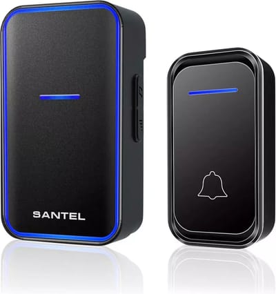Santel - Draadloze Deurbel -  Draadloos - Deur Bel - Deurbellen - Wireless doorbell Waterdicht IP44 - Met Ontvanger - Zwart