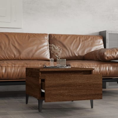 vidaXL - Bijzettafel - 50x46x35 - cm - bewerkt - hout - bruin - eikenkleur