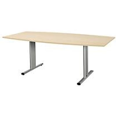 Schäfer Shop  Select Vergadertafel Planova, bootvorm, 2000 x 1000/800 mm, esdoornpatroon, accentlijst blank aluminium