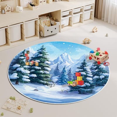 Cartoon Ronde Imitatie Kasjmier Tapijt Mat Verdikt Pluche Kerstsfeer Kinderkamer Woonkamer Slaapkamer Bedkleed 80 * 80CM crystal cashmere