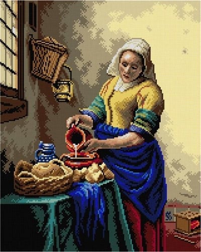 Borduurstramien after Johan Vermeer - HET MELKMEISJE - ORCHIDEA 40 x 50 (EXCLUSIEF GARENS) - 2850