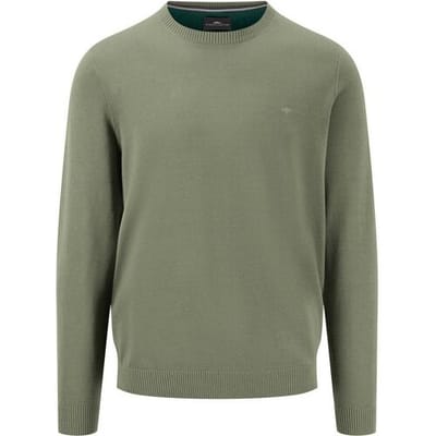 Fynch-Hatton Trui Ronde Hals Fine Knit Cotton Light Khaki / male