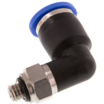 6mm x M 5 90 graden L-verbinding Messing/PA 66 Insteekfitting Buitendraad Draaibaar NBR [2 Stuks]
