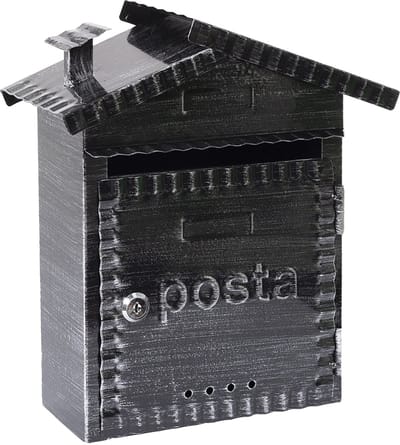 Unyqoos® Decoratieve metalen wandbrievenbus met dak voor buitengebruik in rustieke stijl