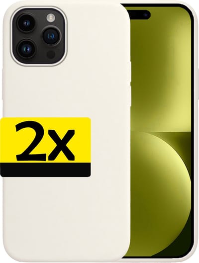 Hoesje - 2 Stuks - Geschikt voor Apple iPhone 15 Pro - Sterk & Shockproof - Case Siliconen - Back Cover - Telefoon Hoes - Telefoonhoesjes - Wit