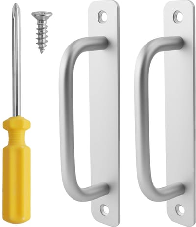 2 stuks zilveren deurgrepen met 1 kruisschroevendraaier, schuifdeurgreep met plaat aluminium, zelfklevende meubelgrepen, deurgrepen, hoogwaardige handgrepen, kastgrepen