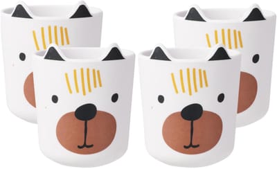 Excellent Houseware onbreekbare kinder drinkbekers - honden thema - 4x stuks - melamine kunststof - 7 x 9 cm - peuters