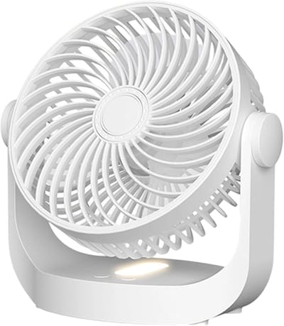 VHV - Ventilator - Tafelventilator - Luchtcirculatie Ventilator met Sfeerverlichting - Draagbare Wandventilator 1200mAh - Krachtige 3-in-1 Tafel- en Muurventilator voor Kantoor, Keuken en Badkamer - Wit