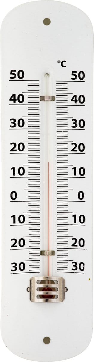 Thermometer wit voor binnen en buiten - Weermeters en buitenthermometers - 5 x 19 cm - metaal
