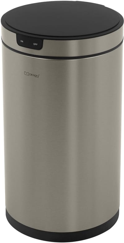 Afvalbak met sensor 30L rond roestvrij staal, zilver, automatisch openend en sluitend ML-ontwerp