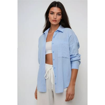 Overmaatse Katoenen Shirt met Zakdetail