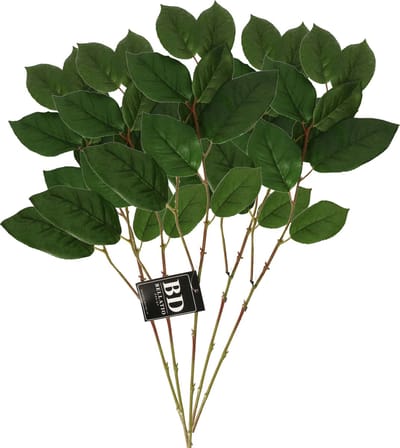 Bellatio Design Kunstbloem bladgroen tak Salal/Appeltjesblad - 5x - 77 cm - boeket opvulling - groen