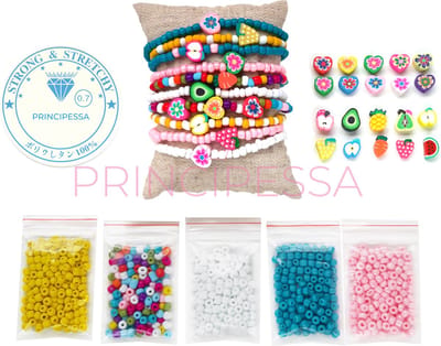 Zelf sieraden maken kralen pakket - Armbandjes en enkelbandjes – Fruit en hartjes figuurkralen - 4mm rocailles – Geel, roze, turquoise, wit, Ibiza mix – Klei kralen – Fimo kralen – Polymeer kralen – DIY