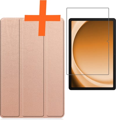 Hoesje - Geschikt voor Samsung Galaxy Tab A9 - Met Screenprotector - Trifold Bookcase - Hard Cover - Hardcover Book Case - Tablet Hoes - Rosé goud
