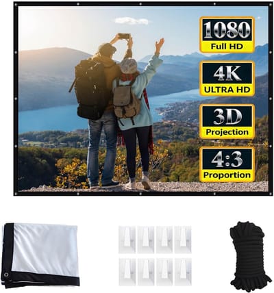 Opvouwbaar Projectiescherm - Draagbaar Filmdoek - Thuisbioscoop Buiten - HD 4K Compatibel - 110 Inch 16:9 - Zwart Wit
