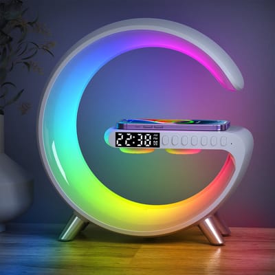Wake Up Light - Met Draadloze Oplader - Lichtwekker - Bureaulamp - LED Light - Bluetooth Speaker - Nachtlamp - Digitale Wekker - Wit