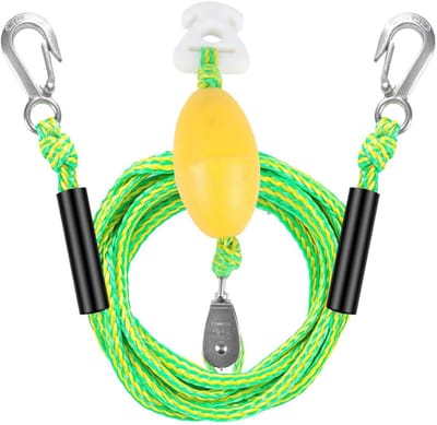 Watersport Touw - Sleepkabel Boot - Waterskiën Tubing - Dubbele Haken - 17 voet - Groen