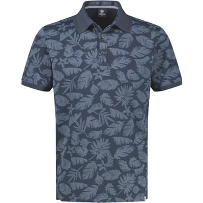 LERROS Poloshirt met stijlvolle bloemenprint en comfortabele boorden , Maat: L , Kleur: CLASSIC NAVY , 100% katoen