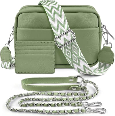 Genuine Leather Schoudertas voor Mobiele Telefoon, Crossbody Tas met 2 Brede Schouderbanden en Kaarthouder, Zwart voor Vrouwen