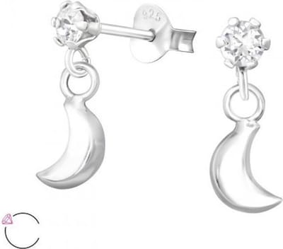 Maan oorbellen 925 sterling zilver. Met kristallen van Swarovski