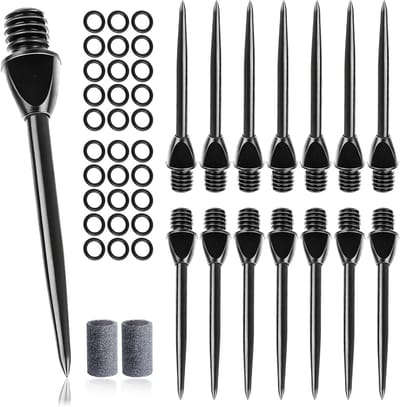Set van 15 Stalen Dartpunten met 30 Rubber Ringen en 2 Dartvluchten voor Precisie en Duurzaamheid