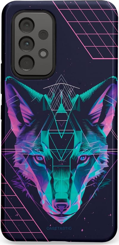 Casetastic hoesje geschikt voor Samsung Galaxy A53 (2022) 5G - Dubbellaagse bescherming - Neon Wolf - Fashion Case - Donkerblauw