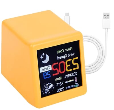 Digitale Weerklok - Weerstation Monitor - Thuis Weersvoorspelling - Realtime Omgevingsmonitoring - 3.5x4.8x4 cm - Geel